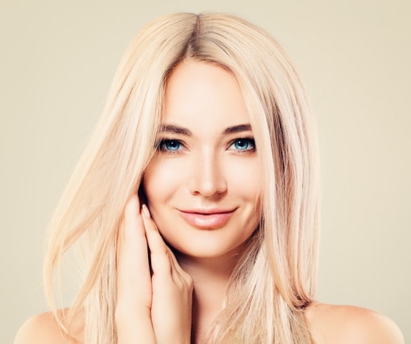 Beautiful Model Woman With Healthy Skin And Blonde Hair Cute